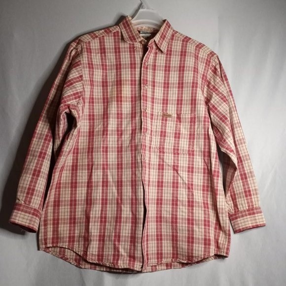 Carhartt Red Plaid Button-Down Long Sleeve Men's Shirt Size 52" Chest - Picture 3 of 5